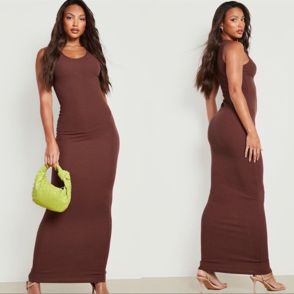 Chocolate Brown Maxi Bodycon Dress - Picture 5 of 14